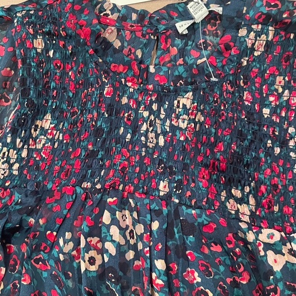 Madison d’Amelie Green Floral Top Sleeveless Pleated Blouse, Rich Colors. Sz M - Picture 3 of 16